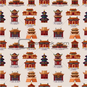 cartoon Chinese house seamless pattern
