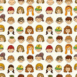 seamless young people face pattern

