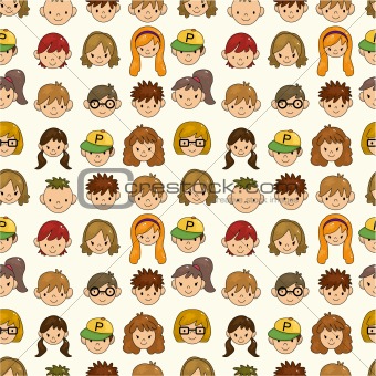 seamless young people face pattern
