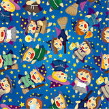 cartoon Wizard and Witch magic seamless pattern