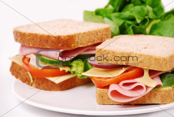 Healthy ham sandwich with