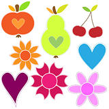Fruits, flowers, hearts