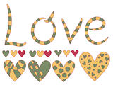 Love - text and hearts