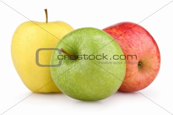 Three colorful apples
