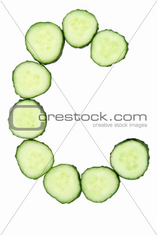 Vegetable Alphabet of chopped cucumber  - letter C