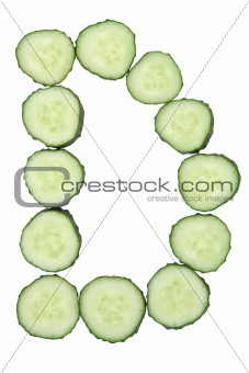 Vegetable Alphabet of chopped cucumber  - letter D