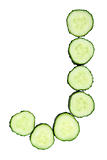 Vegetable Alphabet of chopped cucumber  - letter J