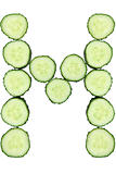 Vegetable Alphabet of chopped cucumber  - letter M