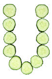 Vegetable Alphabet of chopped cucumber  - letter U