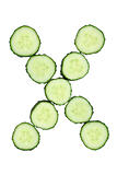 Vegetable Alphabet of chopped cucumber  - letter X