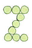 Vegetable Alphabet of chopped cucumber  - letter Z