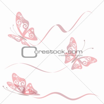 Set of transparent butterflies