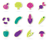 Stylized retro Vegetable icons - isolated on white ( pink & green )