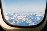 Winter mountains from the plane window