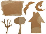 set Cardboard Scraps Halloween isolated on white background