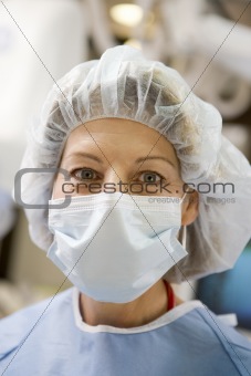 Portrait Of Surgeon In Surgical Scrubs