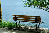 Empty bench on the lake