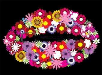 vector floral lips