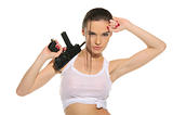 Sexy woman with gun