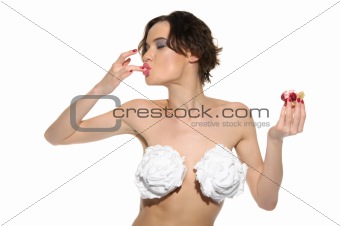 sexy woman with cream 