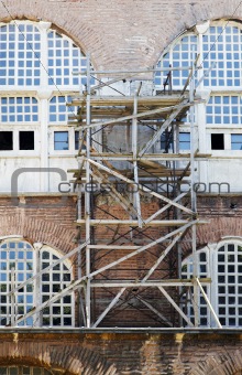 wooden scaffolding Istanbul Turkey
