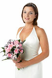 Portrait Of Bride Holding Bouquet Of Flowers