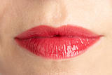 Extreme Close-Up Of Middle Aged Woman's Lips