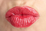 Extreme Close-Up Of Middle Aged Woman's Lips