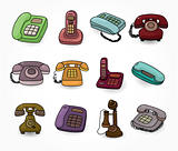 funny retro cartoon phone icon set