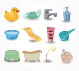 cartoon Bathroom Equipment icon set