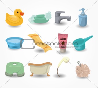cartoon Bathroom Equipment icon set