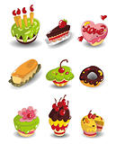 cartoon cake icons set