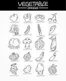 hand draw vegetable icons set