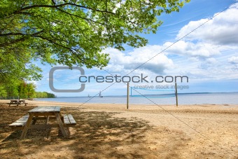 Picnic tables at the beach