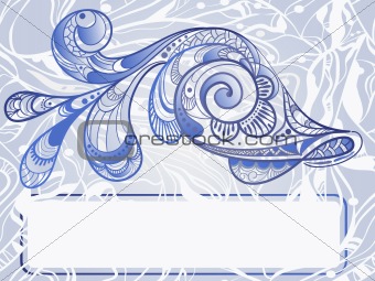 vector hand drawn beautiful fish on abstract background, vintage