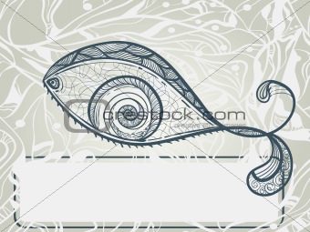 vector eye shaped fish with frame for your text