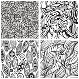 vector seamless abstract hand drawn monochrome patterns