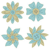 Whimsical Blue and green flower collection