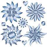 Blue and gray flowers and  hearts,