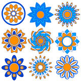 Blue, orange and white flower collection