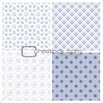 Seamless tiling blue and white texture collection