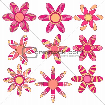 Pink and orange flower ornaments collection