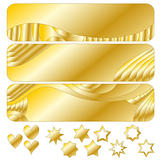 Golden button or banner collection,