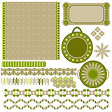 Green and beige tags and trims collection
