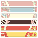 Romantic button or banner collection with hearts