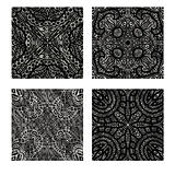 Ornamental silver and black tiling textures