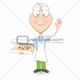 Boy Chef Showing A Delicious Pizza 