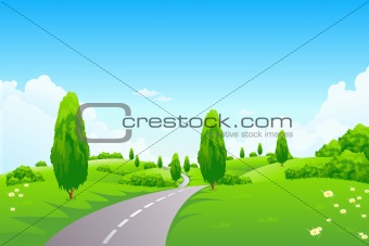 Green landscape with trees