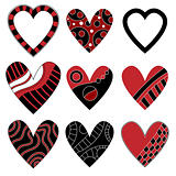 Whimsical red and black heart collection