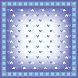 Blue and white background with small hearts